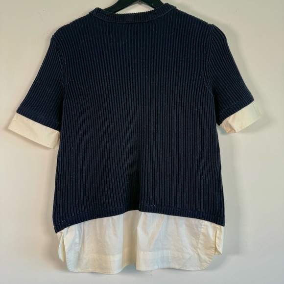 Tory Burch Rosemary Twofer Short Sleeve Layered Sweater Size Small - Picture 9 of 9